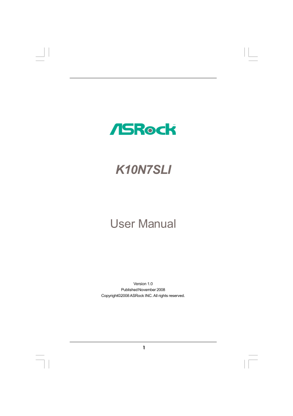 ASRock K10N7SLI User Guide - Page 1