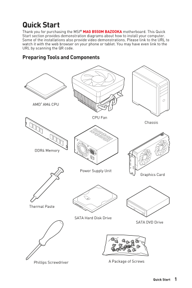 MSI MAG Series MAG B550M BAZOOKA Product Manual and User Guide (Language: English) - Page 1