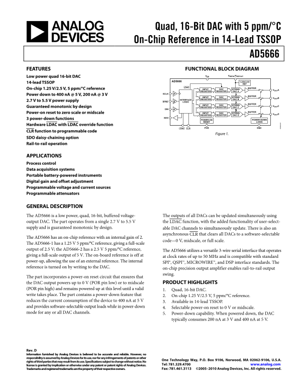 AD5666 Analog Devices Data Sheet - Page 1