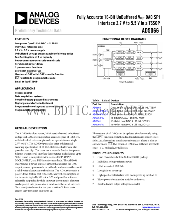 AD5066 Analog Devices Data Handbook/Manual - Page 1