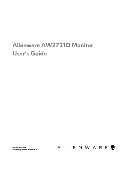 Dell Alienware AW2721D Monitor User' s Guide - Page 1