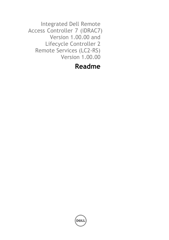 Integrated Dell Remote Access Controller 7 Version 1.00.00 Readme - Page 1