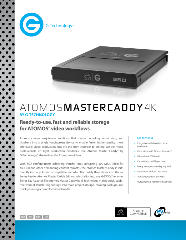 WD Western Data G-Technology Atomos Master Caddy 4K Product Overview - Page 1