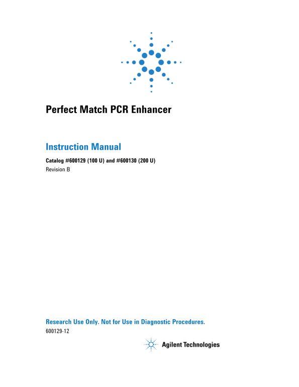 Agilent Technologies Perfect Match PCR Enhancer Instruction Manual - Page 1