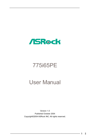 ASRock 775i65PE User's Guide - Page 1