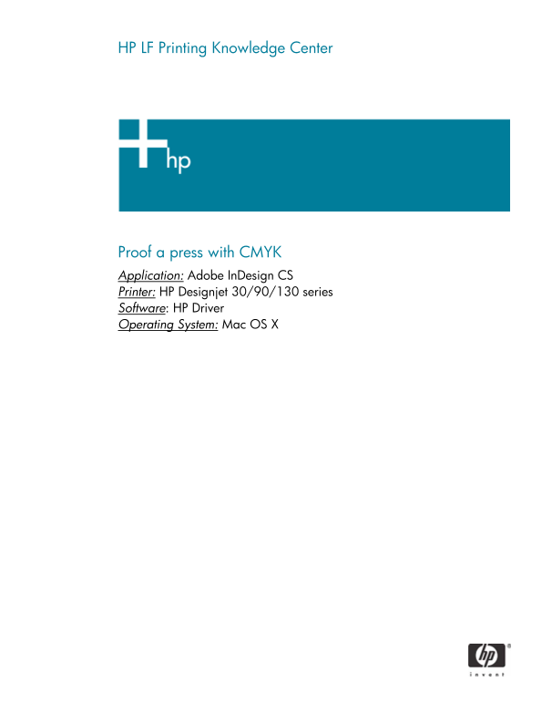HP DesignJet 30 Series - HP Designjet 30 90 130 Printing Guide [HP Driver] - Proof Press with CMYK [Adobe InDesign CS - Mac OS X] - Page 1
