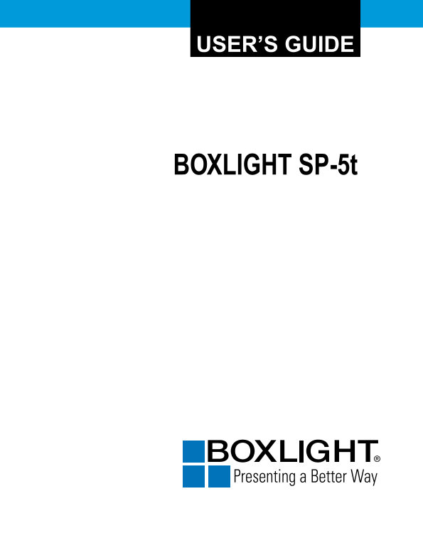 Boxlight SP-5t User Manual - Page 1