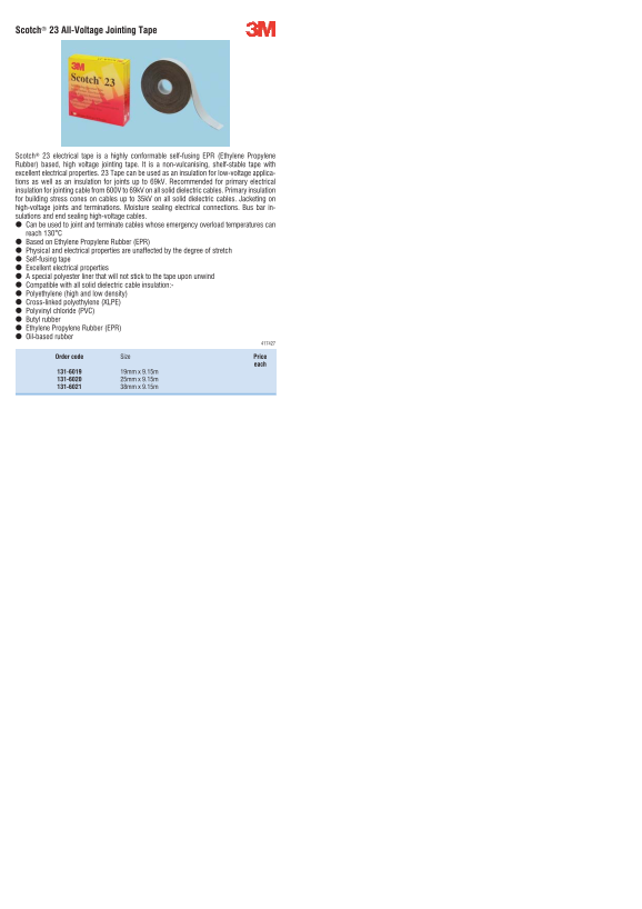3M - Order code Size Price each - Page 1
