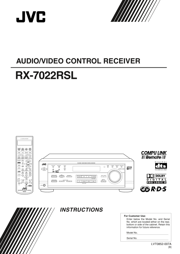 JVC RX-7022RSL Audio Video Control Receiver User Manual - Page 1