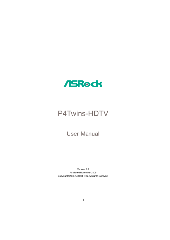 ASRock P4Twins-HDTV User Manual - Page 1