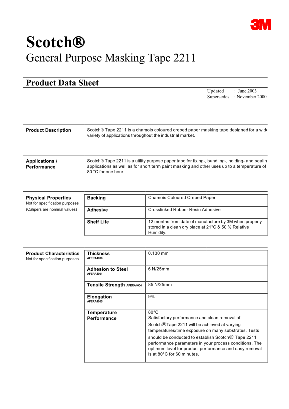 3M Scotch General Purpose Masking Tape 2211 User Guide - Page 1