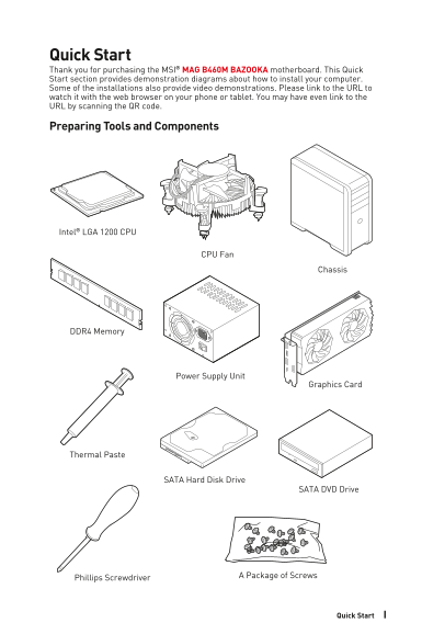 MSI MAG Series MAG B460M BAZOOKA Product Manual User Guide (Language: English) - Page 1