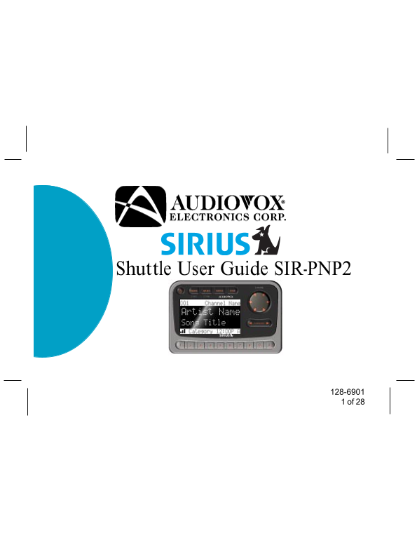 AUDIOVOX Shuttle SIR-PNP2 User Guide and Manual - Page 1