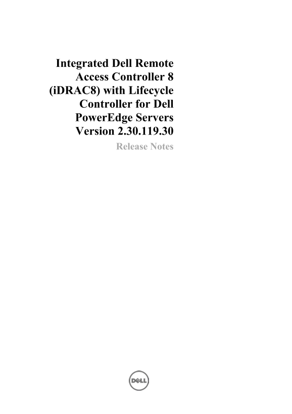 Integrated Dell Remote Access Controller 8 (iDRAC8) with Lifecycle Controller User Manual - for Dell PowerEdge - Page 1