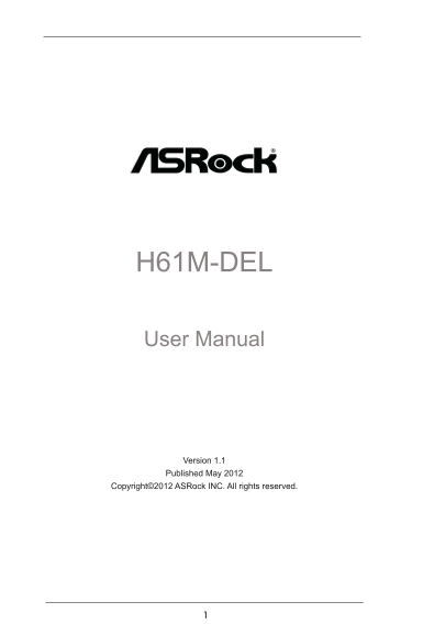 ASROCK H61M-DEL User Manual - Page 1