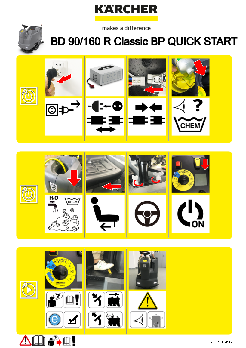 KARCHER Industrial & Commercial Floor Washers & Dryers - Driving & Standing Models BD 90 160 R Classic Bp User Manual & Instructions - Second Edition - Page 1