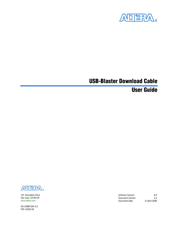 ALTERA USB-Blaster Download Cable User Guide(1) - Page 1