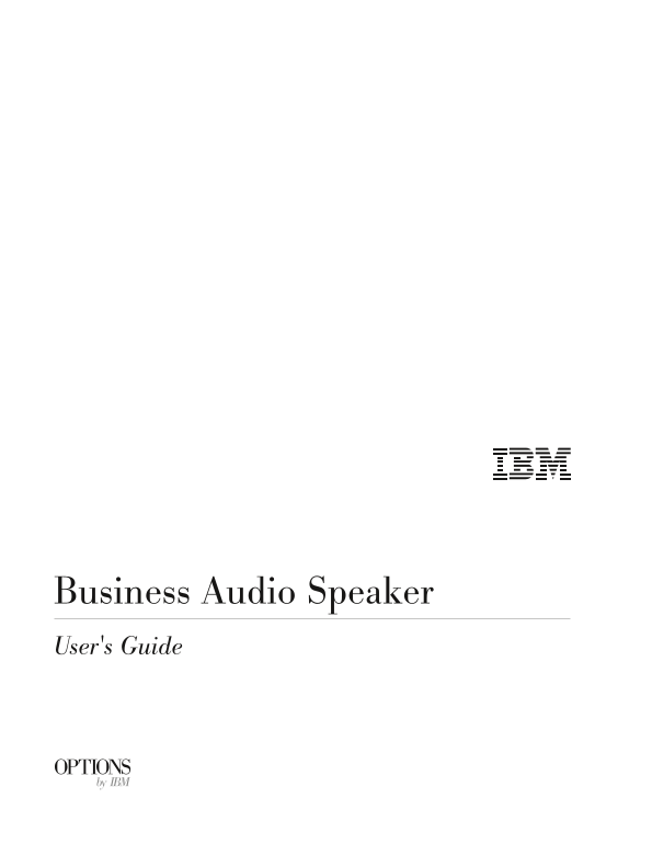 IBM Business Audio Speaker User's Guide - Page 1