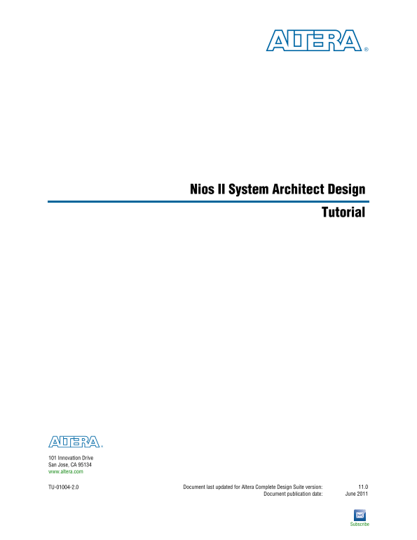ALTERA Nios II Architect Design Tutorial Manual - Page 1