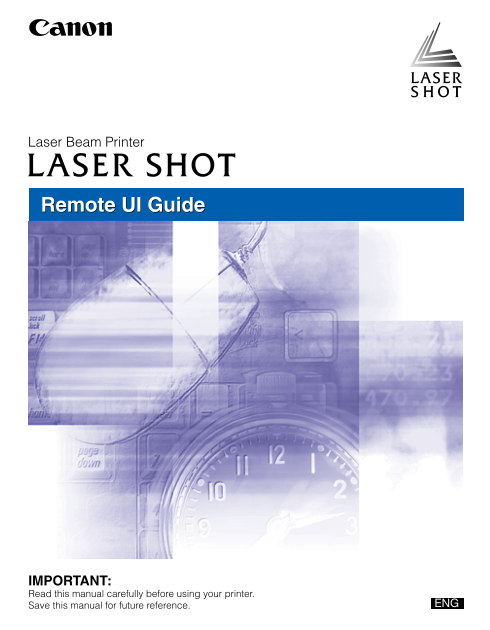Canon Laser Printer LBP Series LBP5300 LASER SHOT LBP5300 Remote UI Guide - Page 1