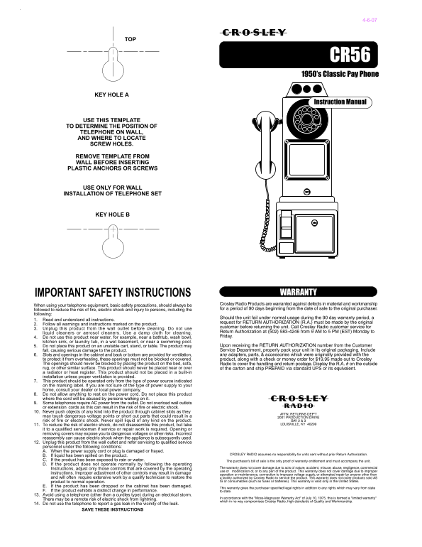 CROSLEY CR56 User Guide - Page 1
