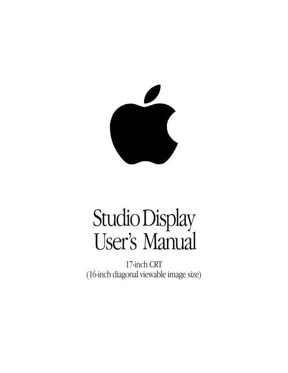 Apple Studio Display (17-inch, CRT) User Guide - Page 1