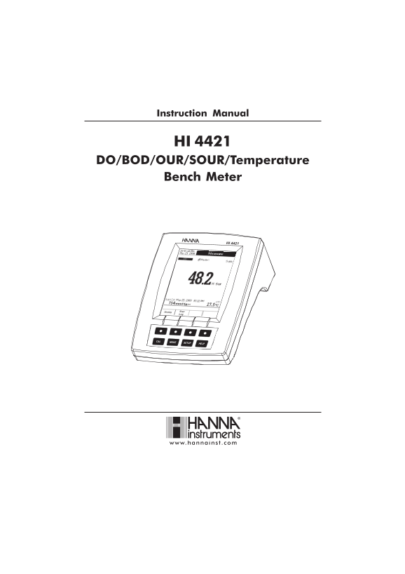 Hanna HI 4421DO BODOurSOUR Temperature Bench Meter Instruction Manual - Page 1