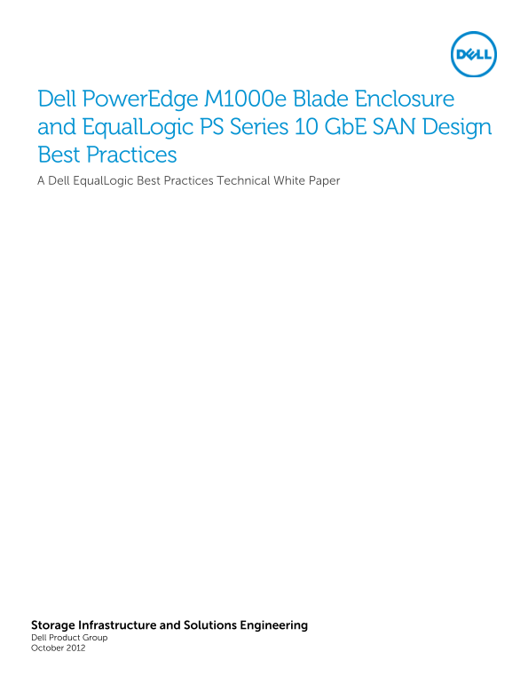 Dell PowerEdge M1000e Blade and EqualLogic PS Series 10 GbE SAN Design Best Practices, Owner' manuals for Dell Vostro 3660 3669 are provided separately. - Page 1