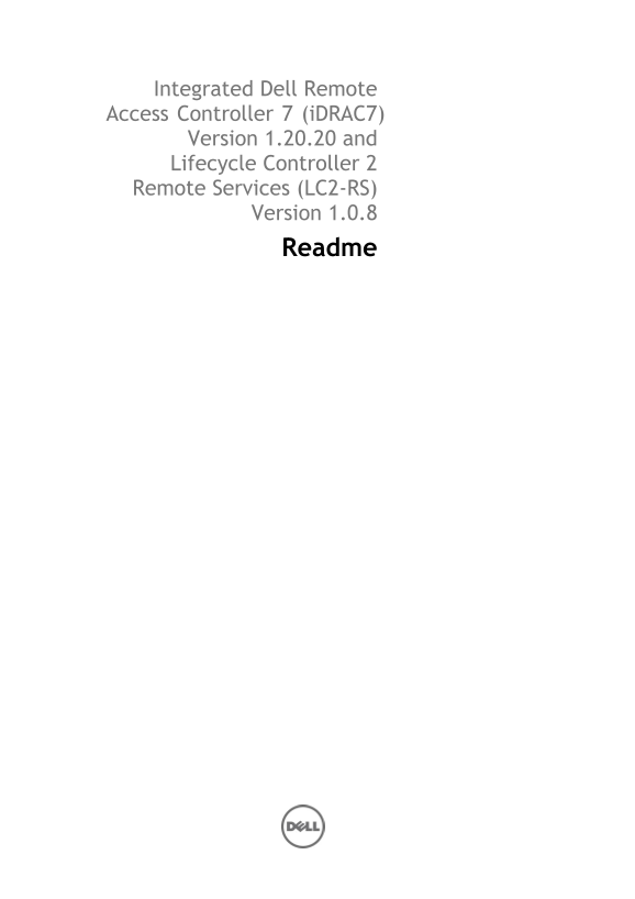 Integrated Dell Remote Access Controller 7 Version 1.20.20 Readme - Page 1