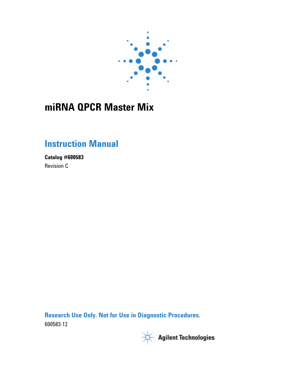 Agilent Technologies miRNA QPCR Master Mix Instruction Manual - Page 1