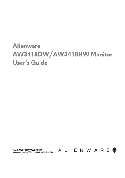 Dell Alienware AW3418DW - User's Guide - Page 1