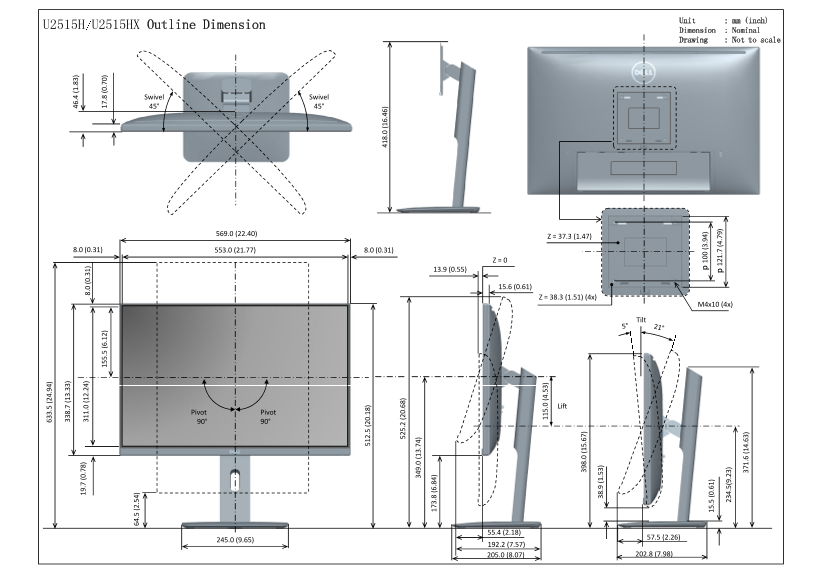 Dell UltraSharp U2515H Monitor Contour Guide User Manual - Page 1