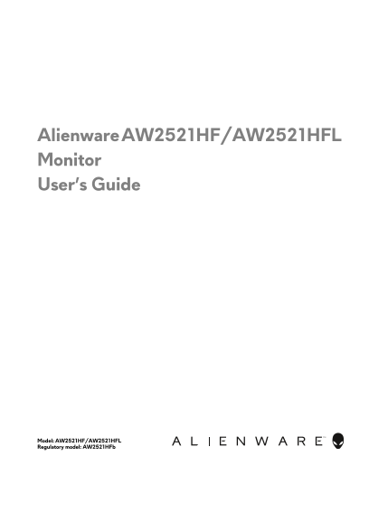 Dell Alienware AW2521HFL Monitor User's Guide - Page 1