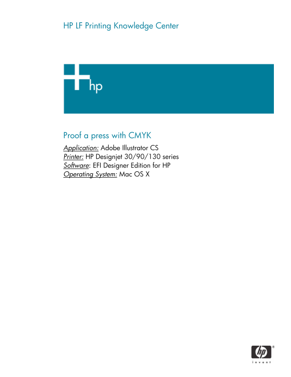 HP DesignJet 30 Series Printer - HP Designjet 30, 90, 130 Printing Guide [EFI Designer Edition RIP] - Proof Press with CMYK [Adobe Illustrator CS - Mac OS X] - Page 1