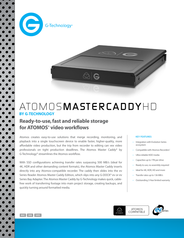 WD Western Data G-Technology Atomos Master Caddy HD Product Overview - Page 1