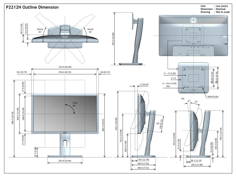 Dell P2312H Monitor User Guide - Contour Layout - Page 1