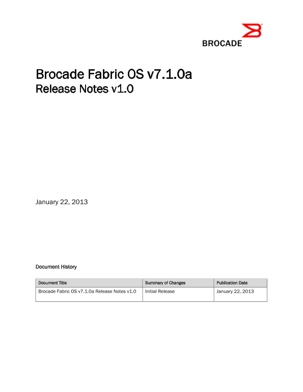 Dell Brocade Fabric OS v7.1.0a Release Notes v1.0 - Page 1