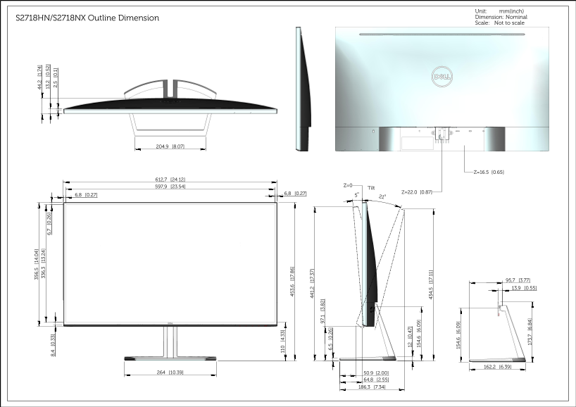 Dell S2718HN S2718NX Contour Design Specifications User Guide - Page 1
