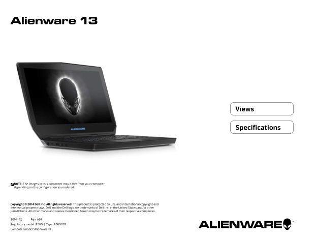 Dell Alienware 13 Specifications - Page 1