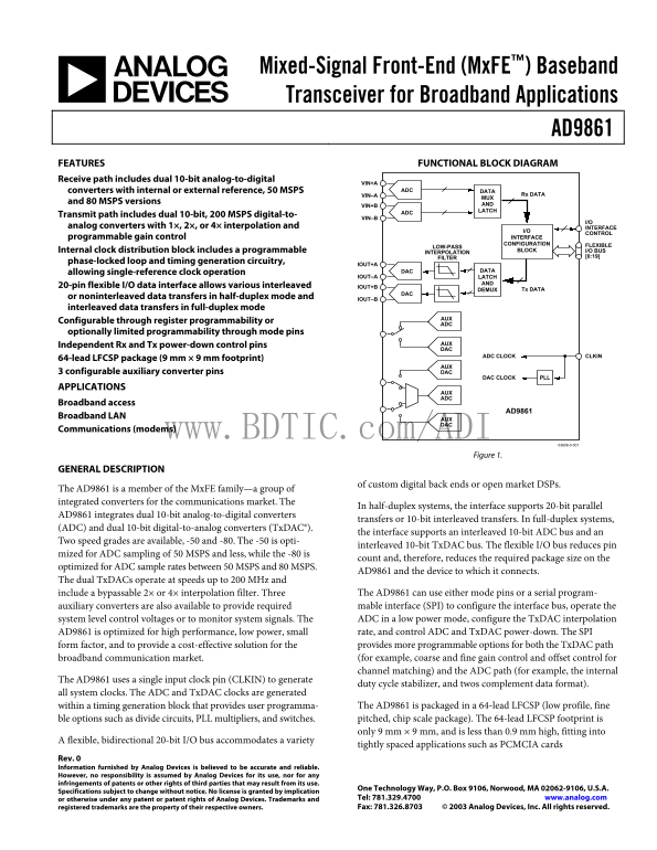 ANALOG DEVICES AD9861 Data Sheet - Page 1
