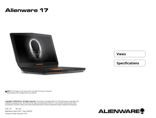 Dell Alienware 17 Specifications - Page 1
