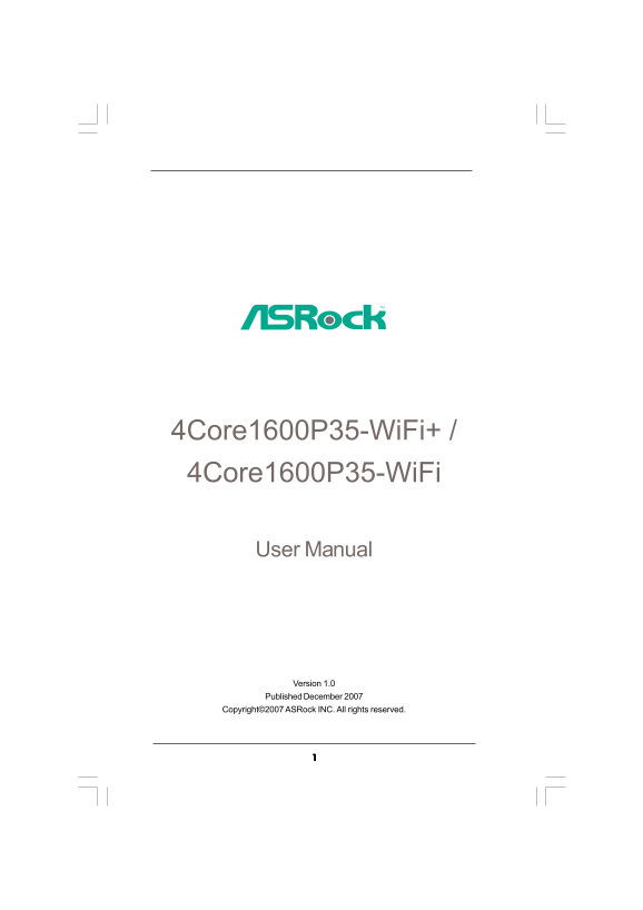 ASROCK 4Core1600P35-WiFi+ 4Core1600P35-WiFi User Manual - Page 1