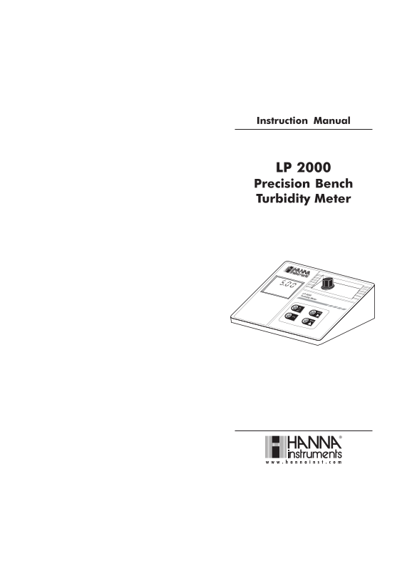 Hanna LP 2000 Precision Bench Turbidity Meter Instruction Manual - Page 1