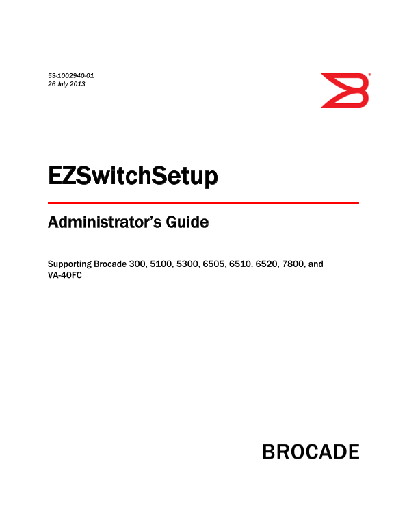 Dell Brocade 7.2.0 EZSwitchSetup Administrator's Guide - Page 1